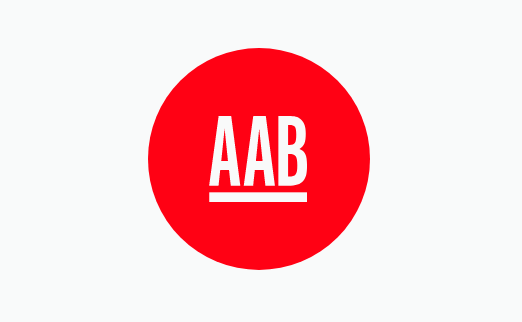 AAB logo within a circular container